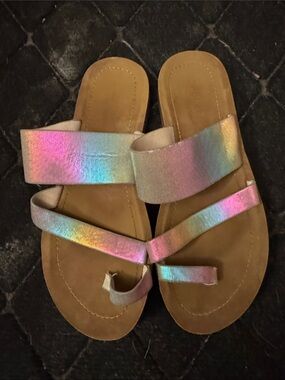 Iridescent Rainbow Strap Sandals